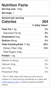 nutrition facts plátanos maduros saluzzo