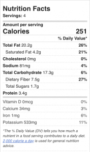 nutrition facts sticks de guacamole costa rica congelados